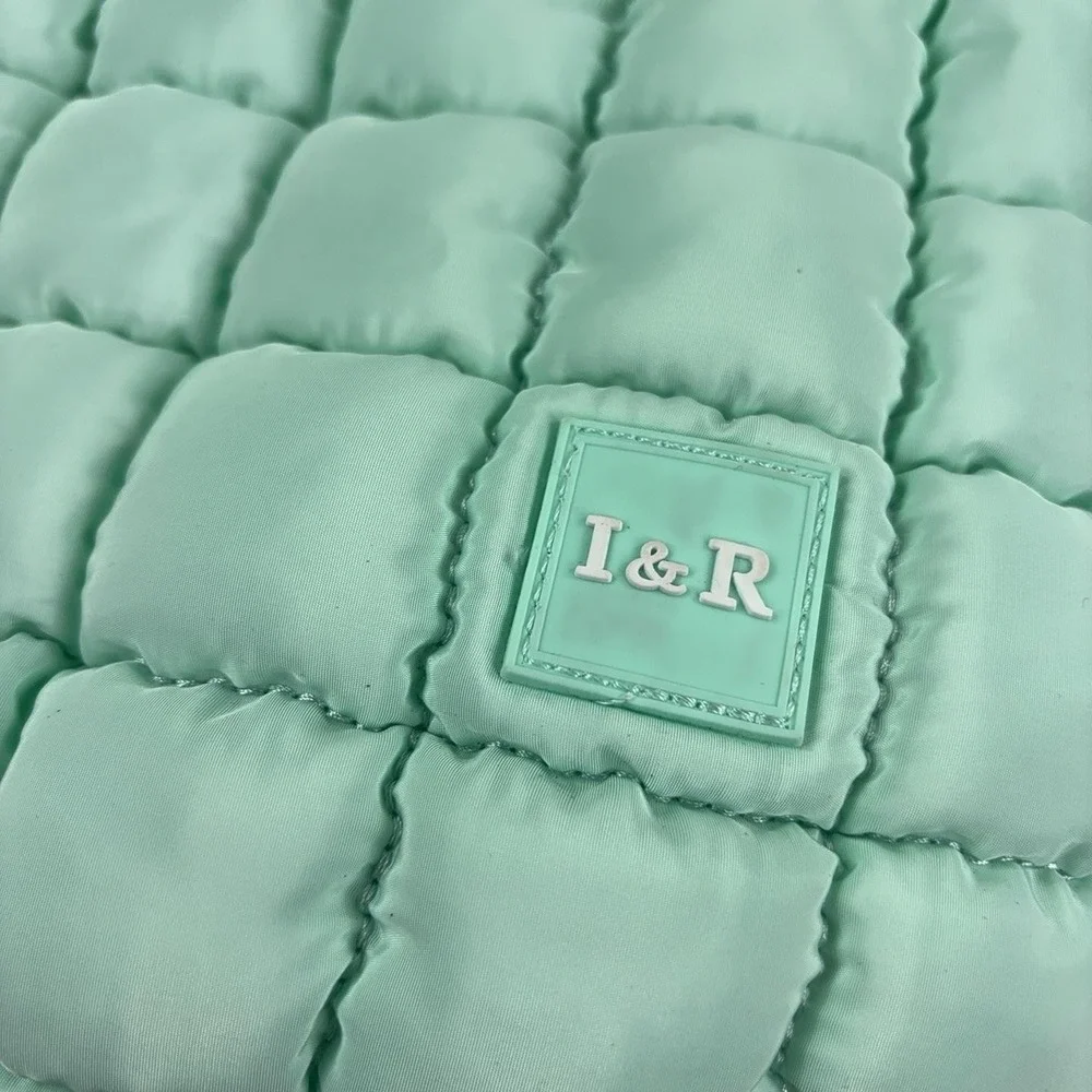 Iris & Rainbow Shoulder Bag Womens Large Green Quilted Puffer Zip Pockets